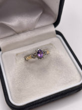 Load image into Gallery viewer, 9ct gold amethyst and diamond ring
