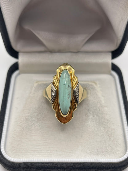 14ct gold turquoise and diamond ring