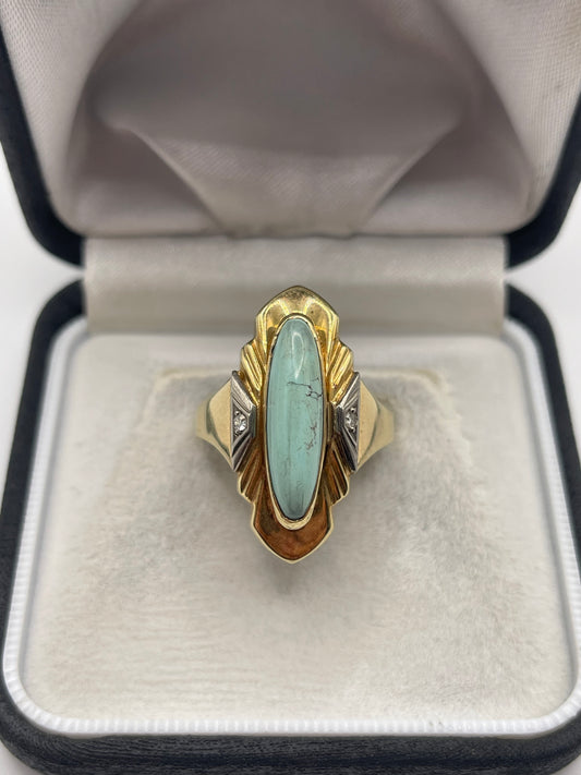 14ct gold turquoise and diamond ring