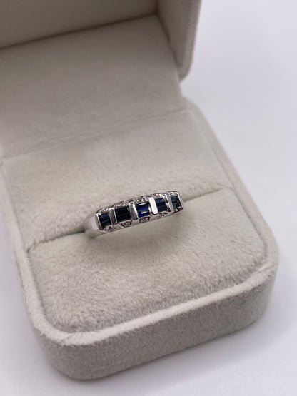14ct white gold sapphire and diamond ring
