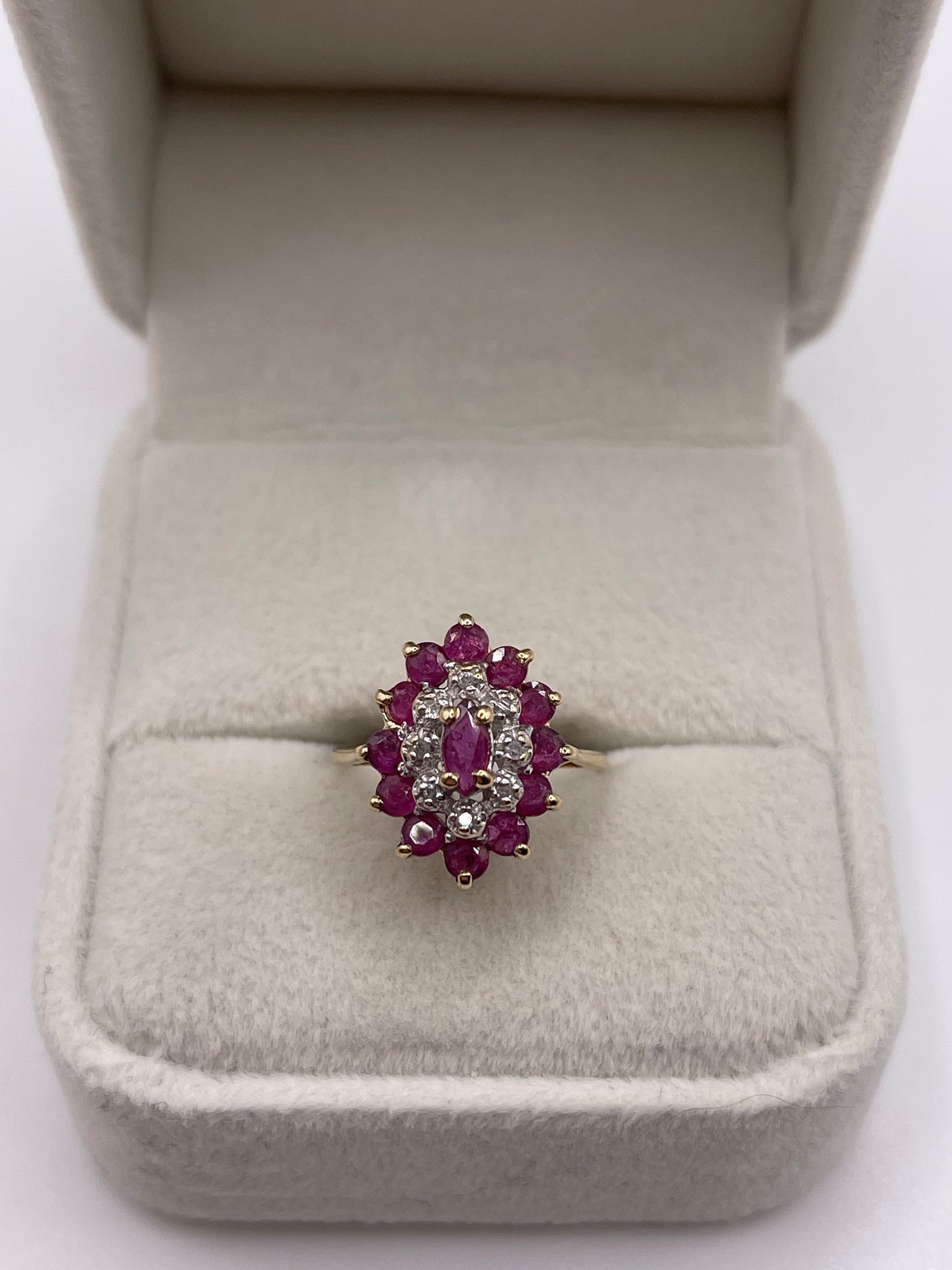 9ct gold ruby and diamond ring