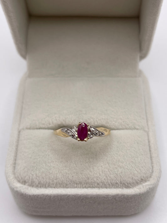 9ct gold ruby and diamond ring