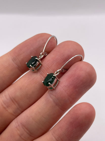 9ct white gold emerald earrings