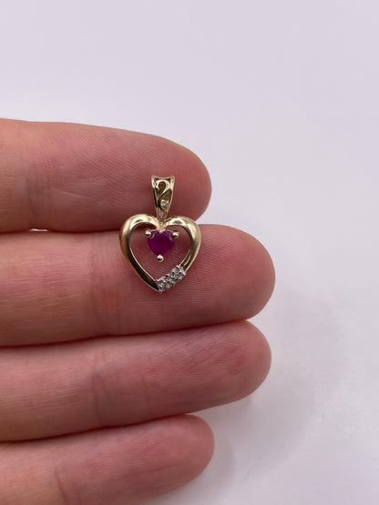 9ct gold ruby and diamond pendant