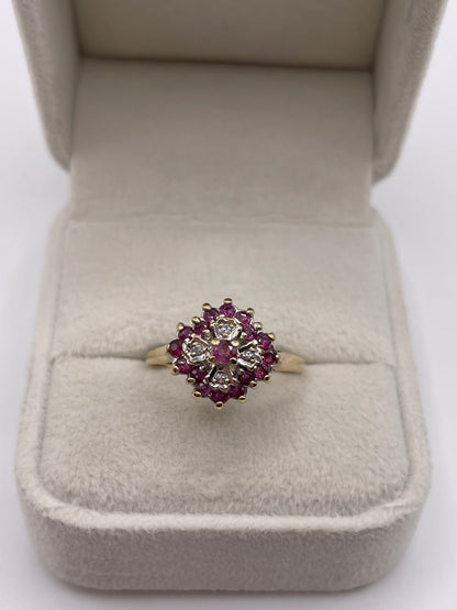 9ct gold ruby and diamond ring