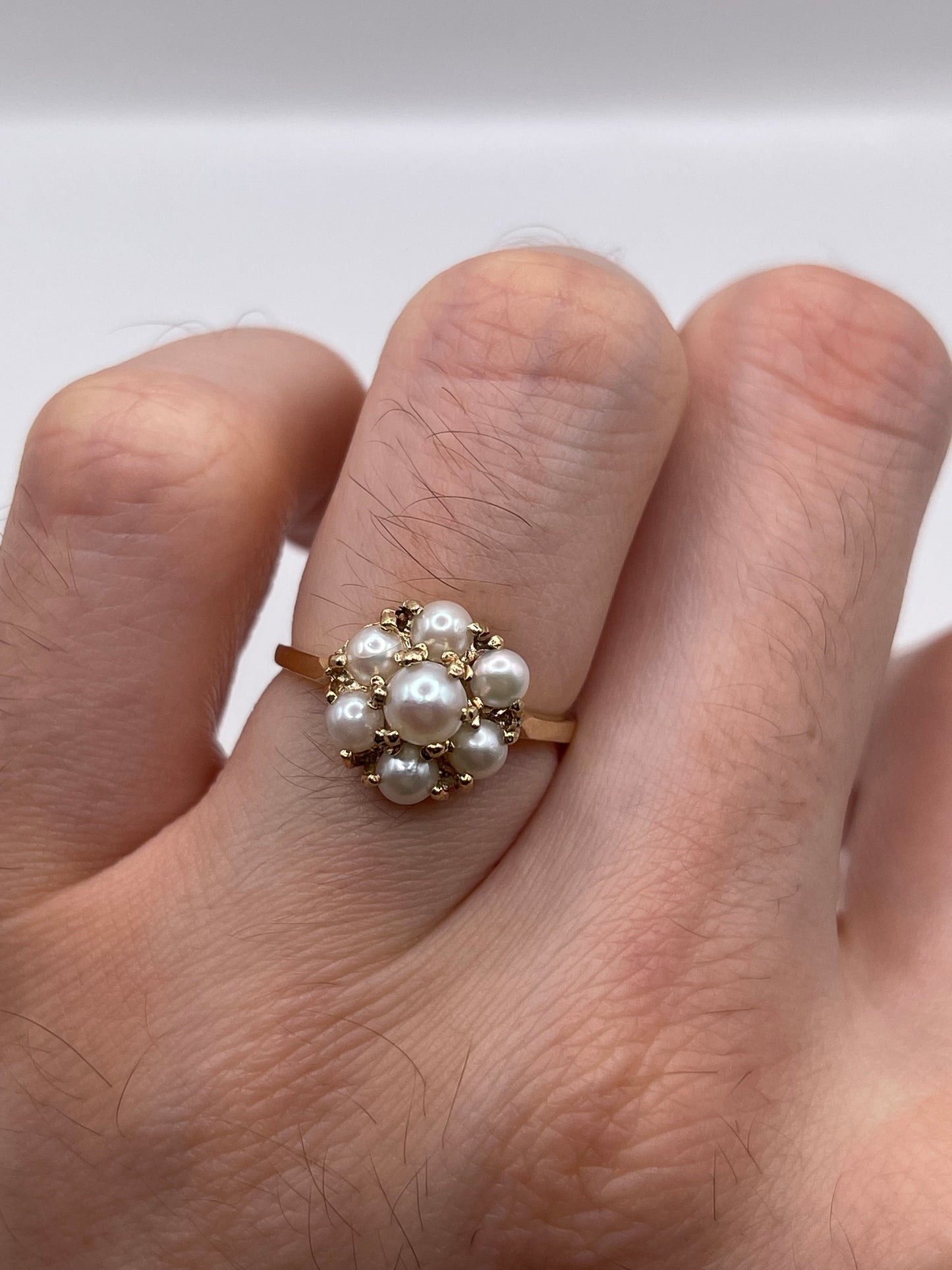 9ct gold pearl cluster ring