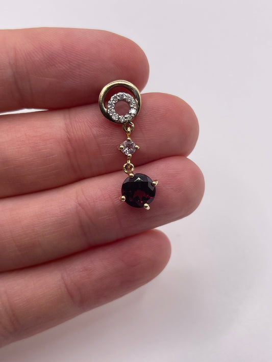 9ct gold garnet, morganite and diamond pendant