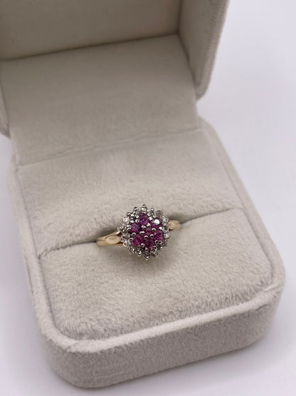 9ct gold ruby and diamond ring