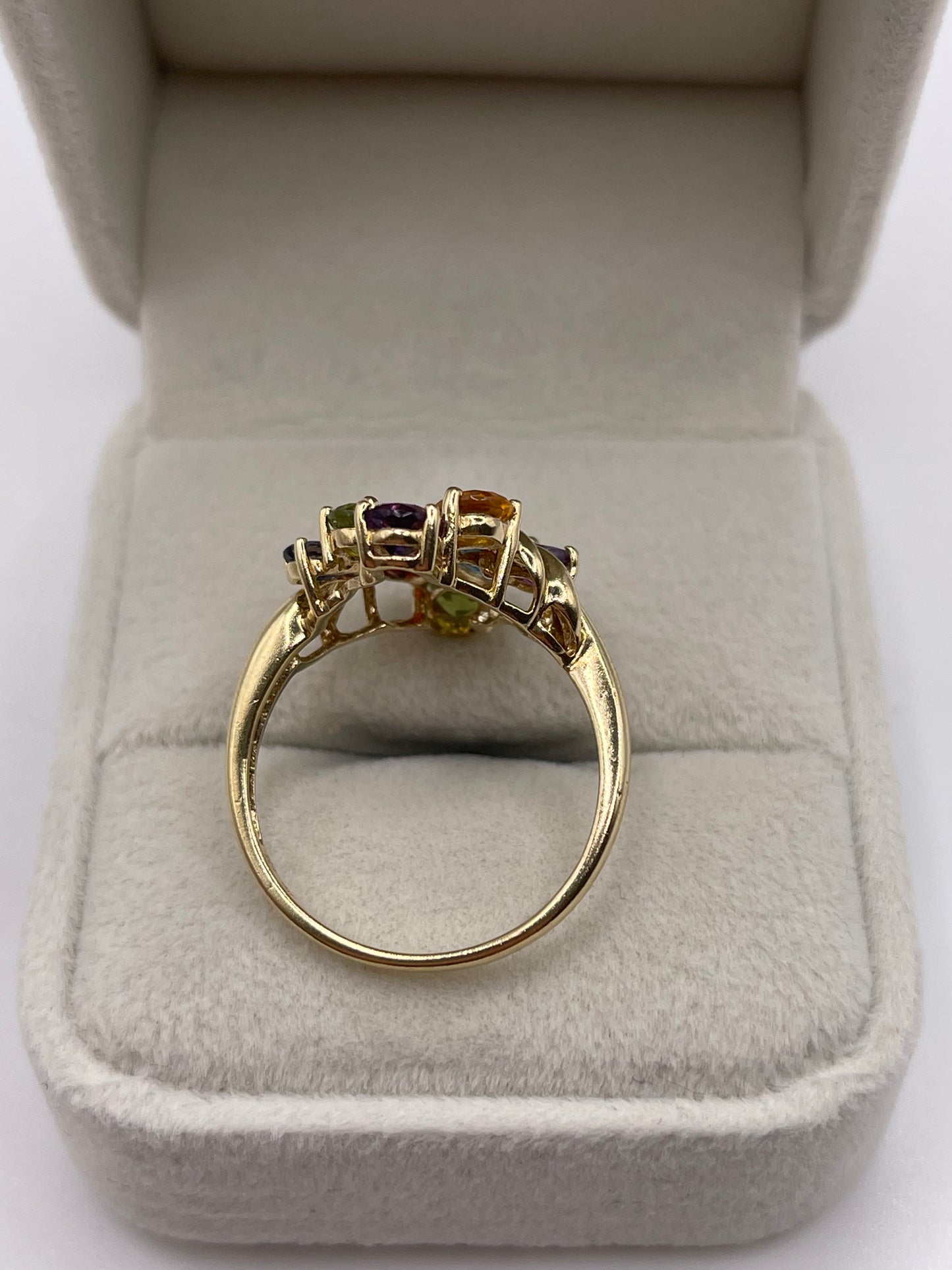 9ct gold multi gemstone cluster ring