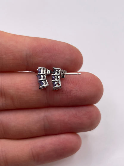 9ct white gold tanzanite earrings