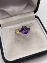 Load image into Gallery viewer, 9ct gold amethyst and diamond ring
