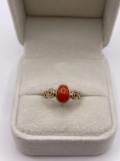 9ct gold coral ring