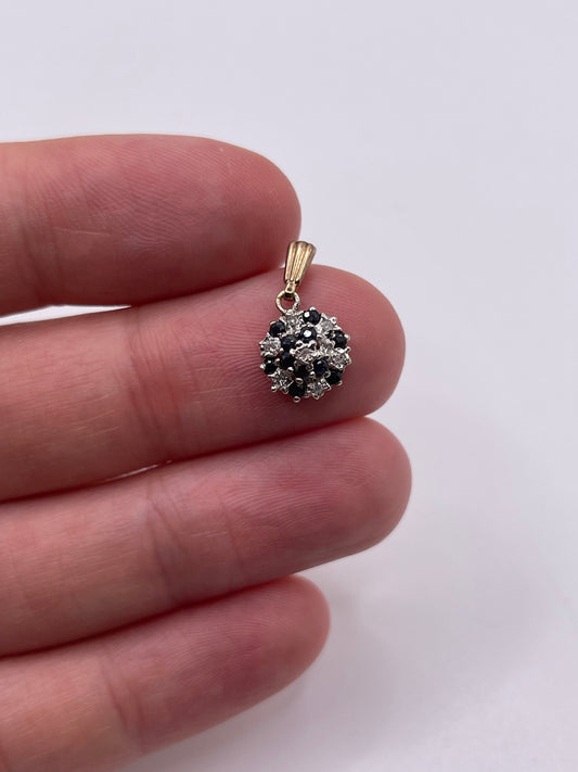 9ct gold sapphire and diamond pendant