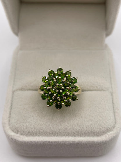 9ct gold diopside cluster ring