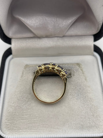 9ct gold tanzanite cluster ring