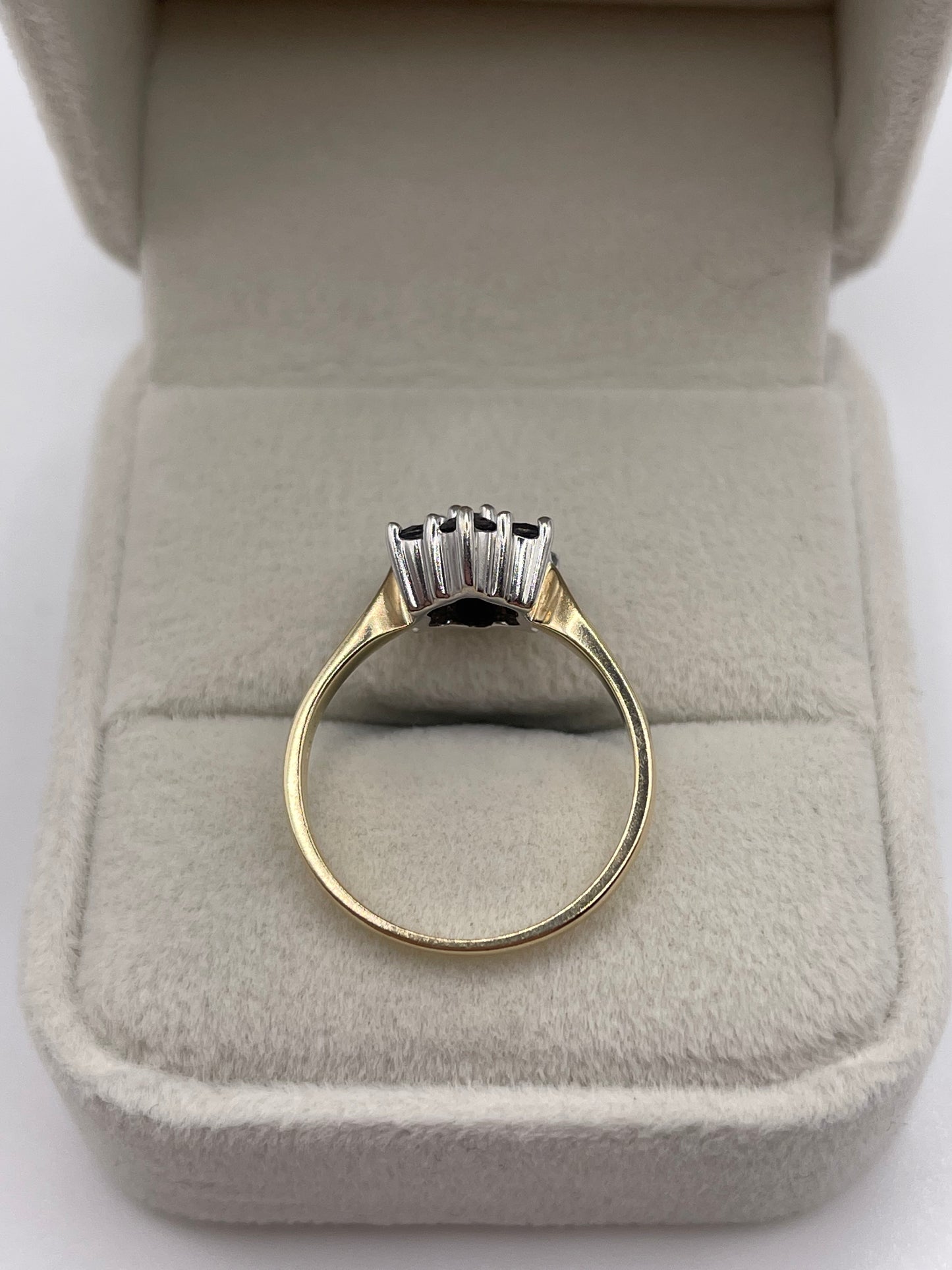 9ct gold black diamond cluster ring