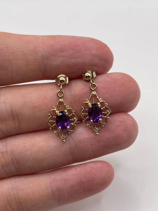 9ct gold amethyst earrings