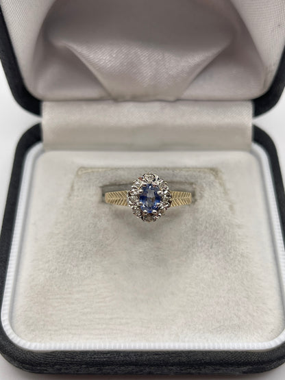 9ct gold sapphire and diamond ring