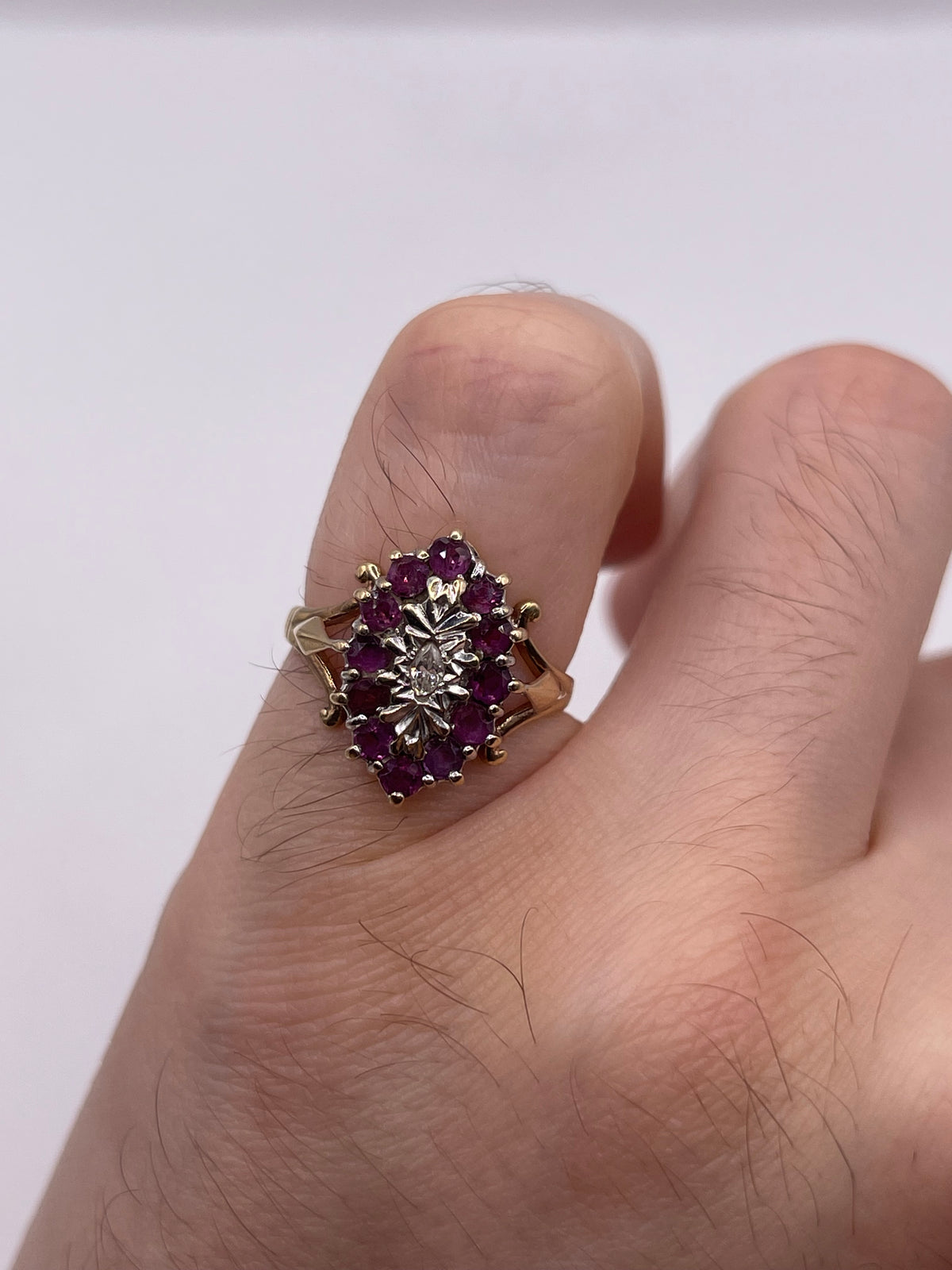 9ct gold ruby and diamond ring