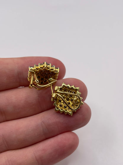 18ct gold 2ct diamond cluster earrings