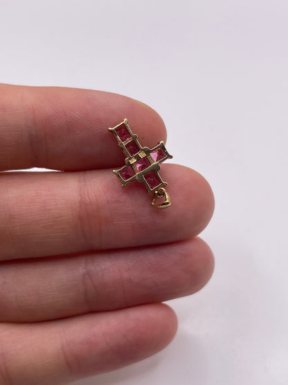 9ct gold almandine garnet cross pendant