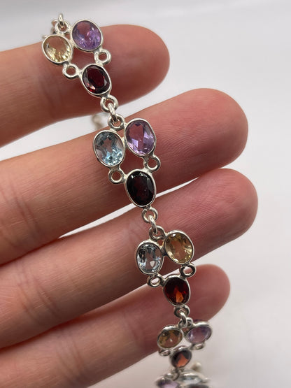 Silver multi gemstone bracelet
