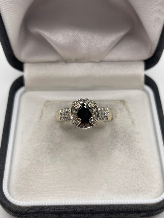 9ct gold sapphire and diamond ring