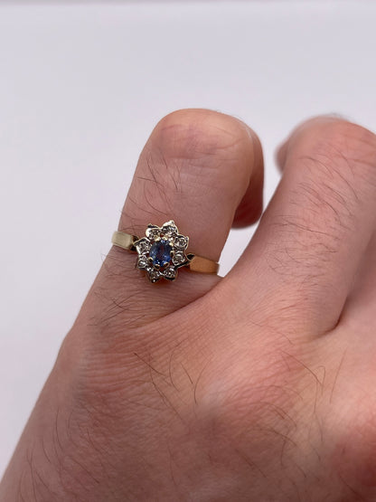 9ct gold sapphire and diamond ring