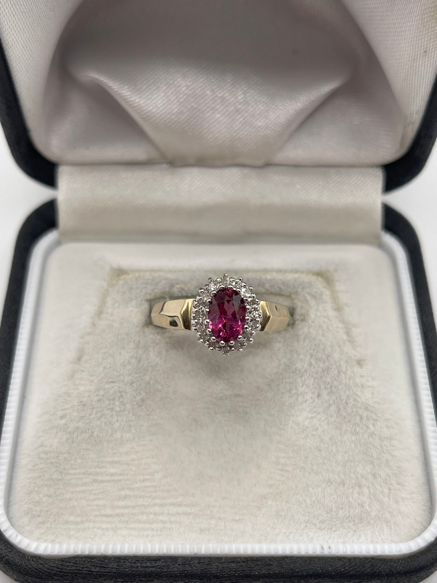 9ct gold tourmaline and diamond ring