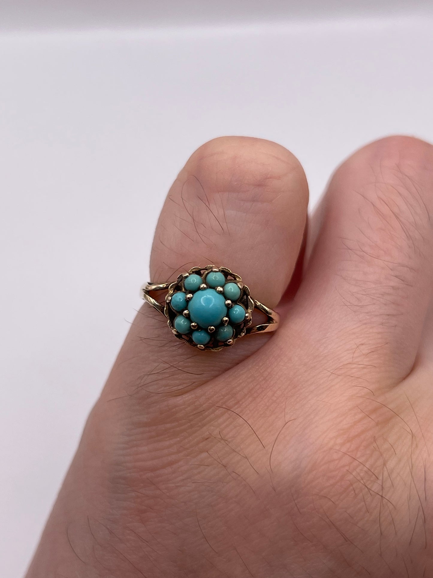 9ct gold turquoise cluster ring