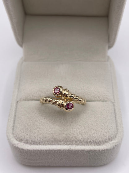 9ct gold pink topaz torque ring