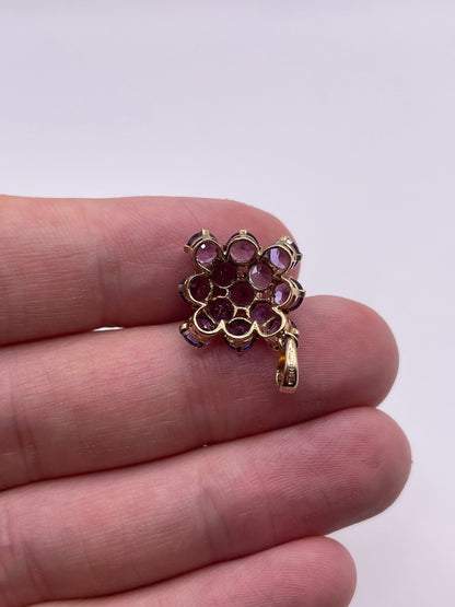 9ct gold amethyst cluster pendant