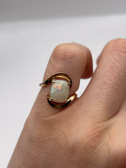 14ct rose gold opal ring