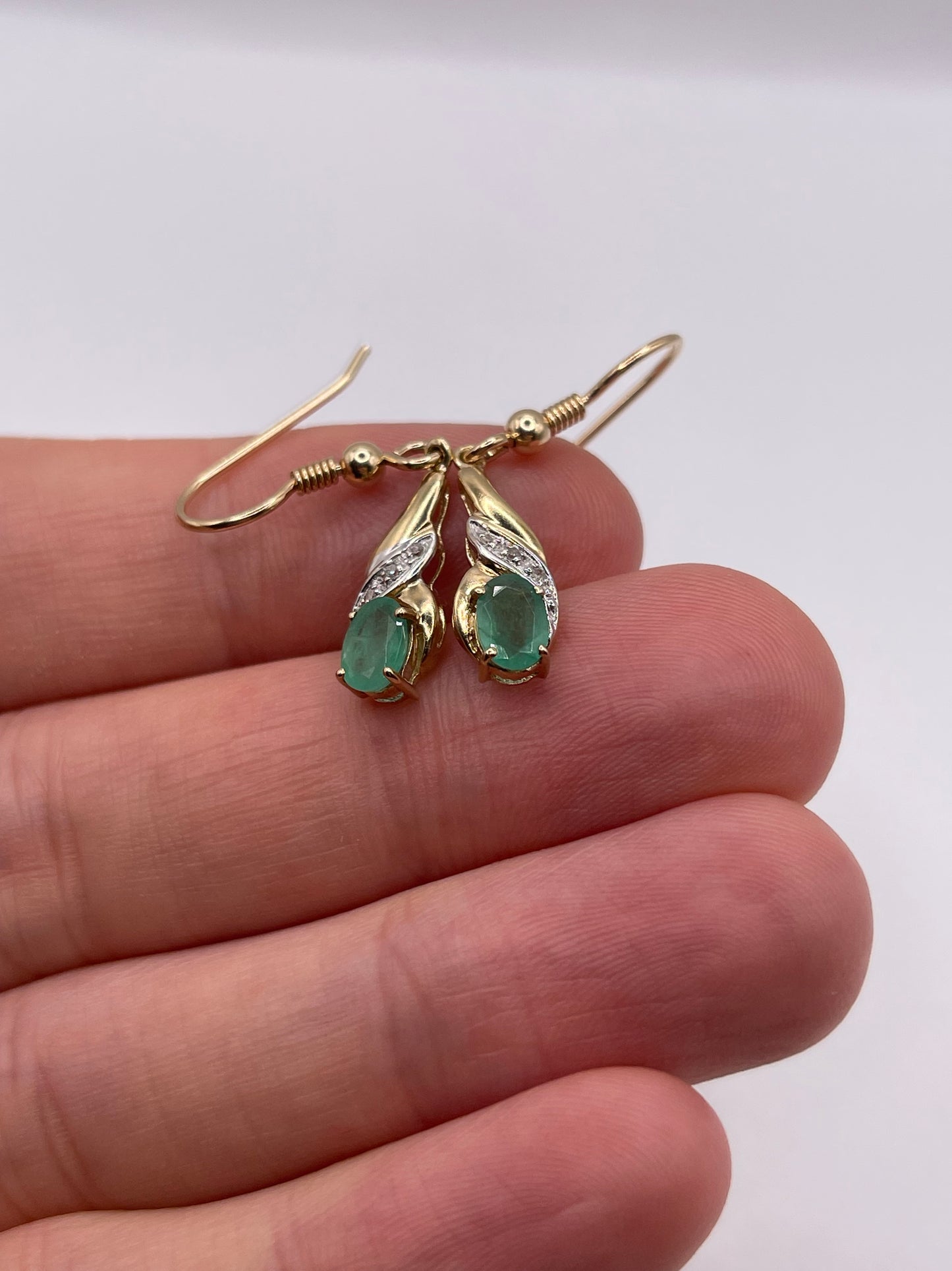 9ct gold emerald and diamond earrings
