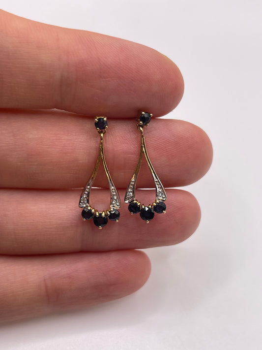 9ct gold sapphire and diamond earrings