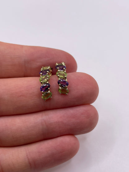 9ct gold amethyst and peridot earrings