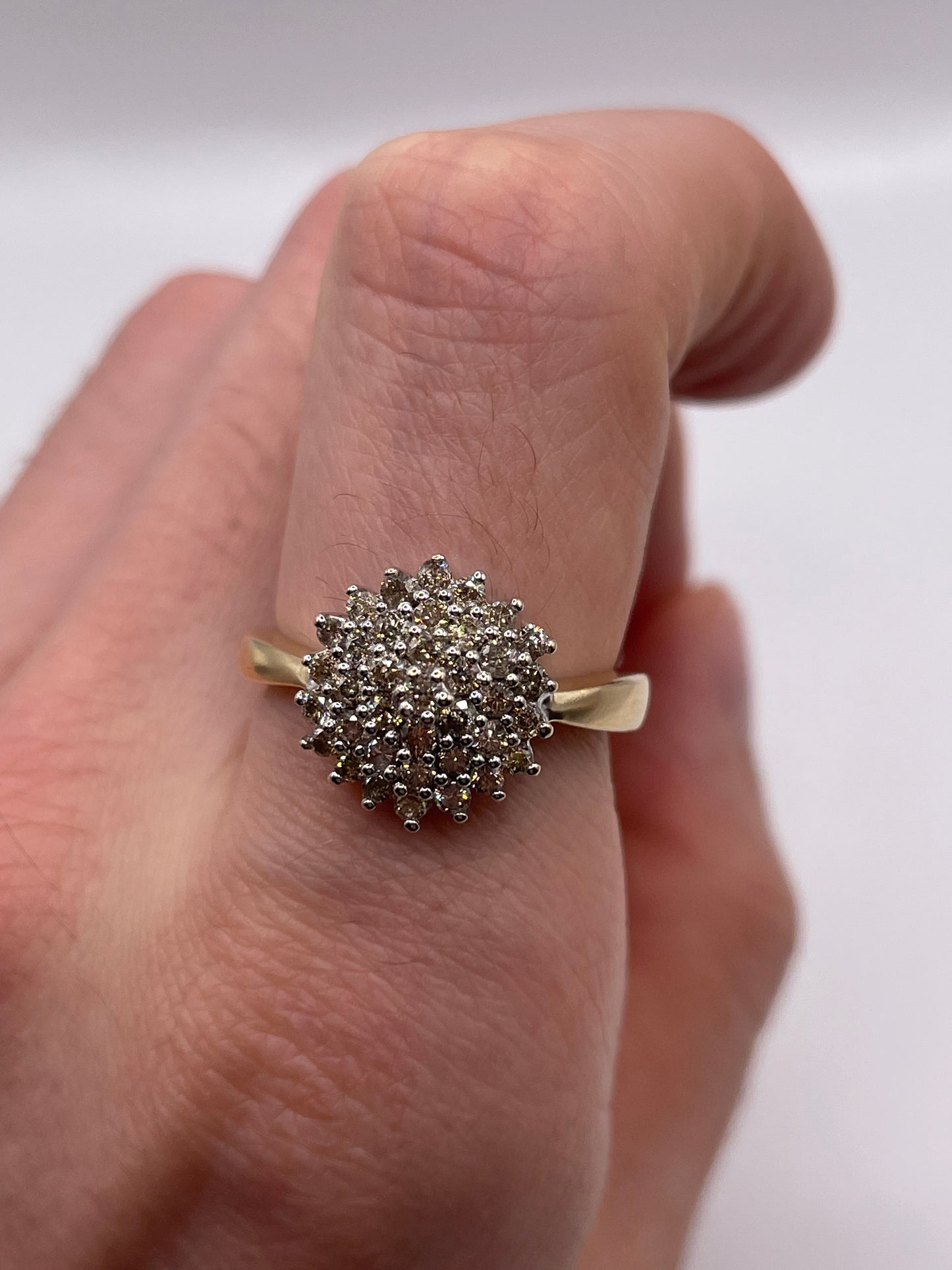 9ct gold 1ct diamond cluster ring