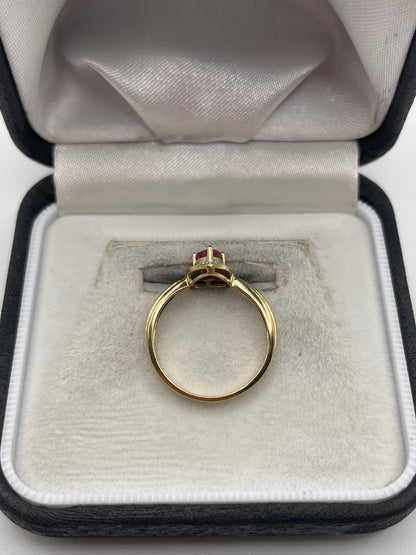 9ct gold ruby and diamond ring