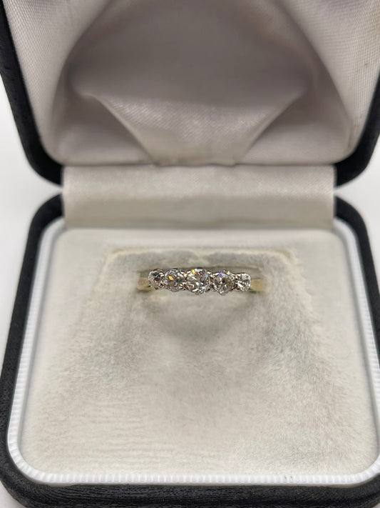 18ct gold 75 point old cut diamond ring