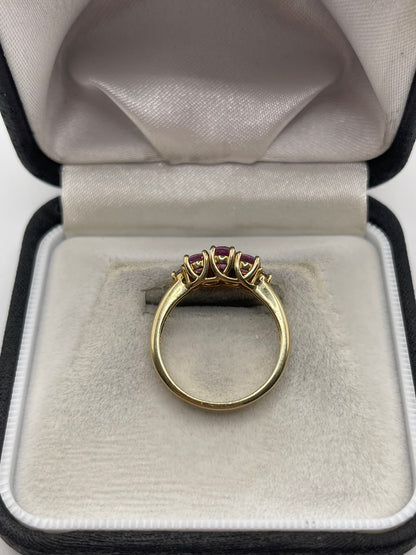 9ct gold pink sapphire and diamond ring