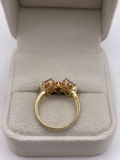9ct gold peach moonstone and citrine butterfly ring