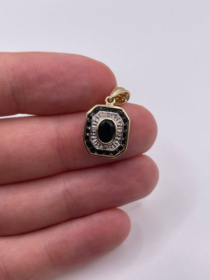 9ct gold sapphire and diamond pendant