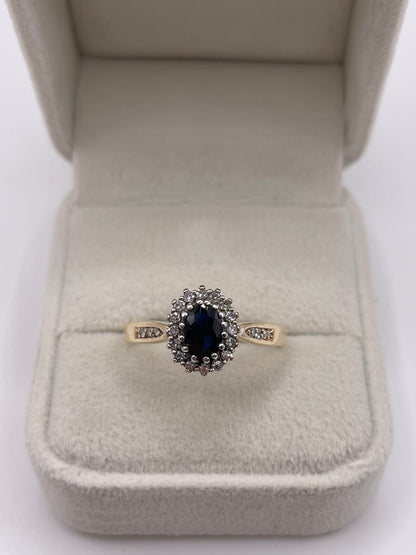 9ct gold sapphire and diamond ring