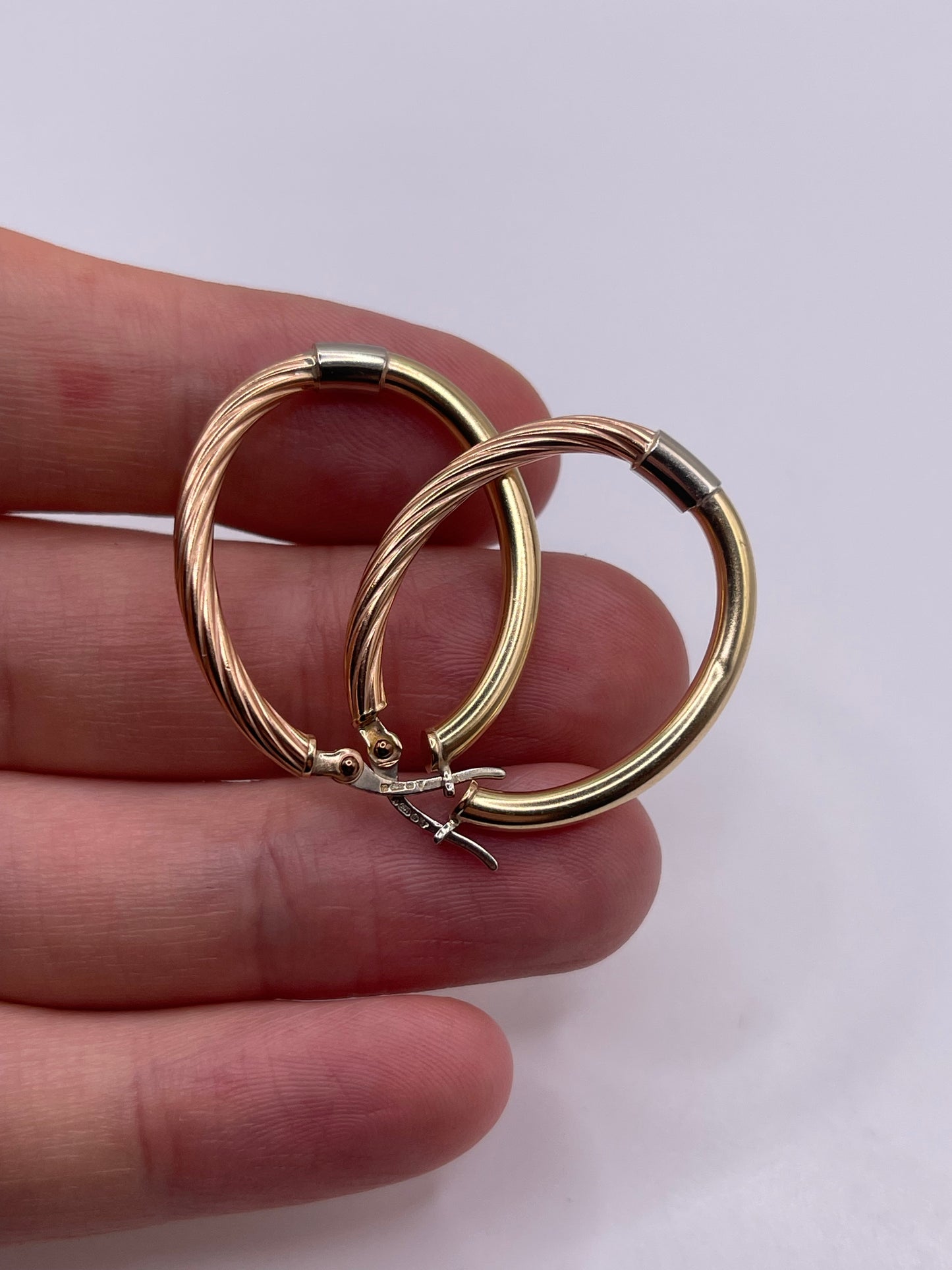 9ct tri gold creole earrings