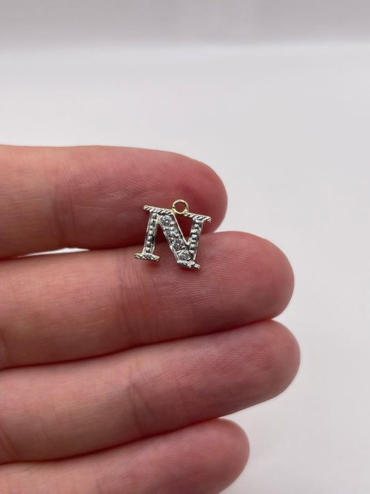 9ct gold cz initial N charm
