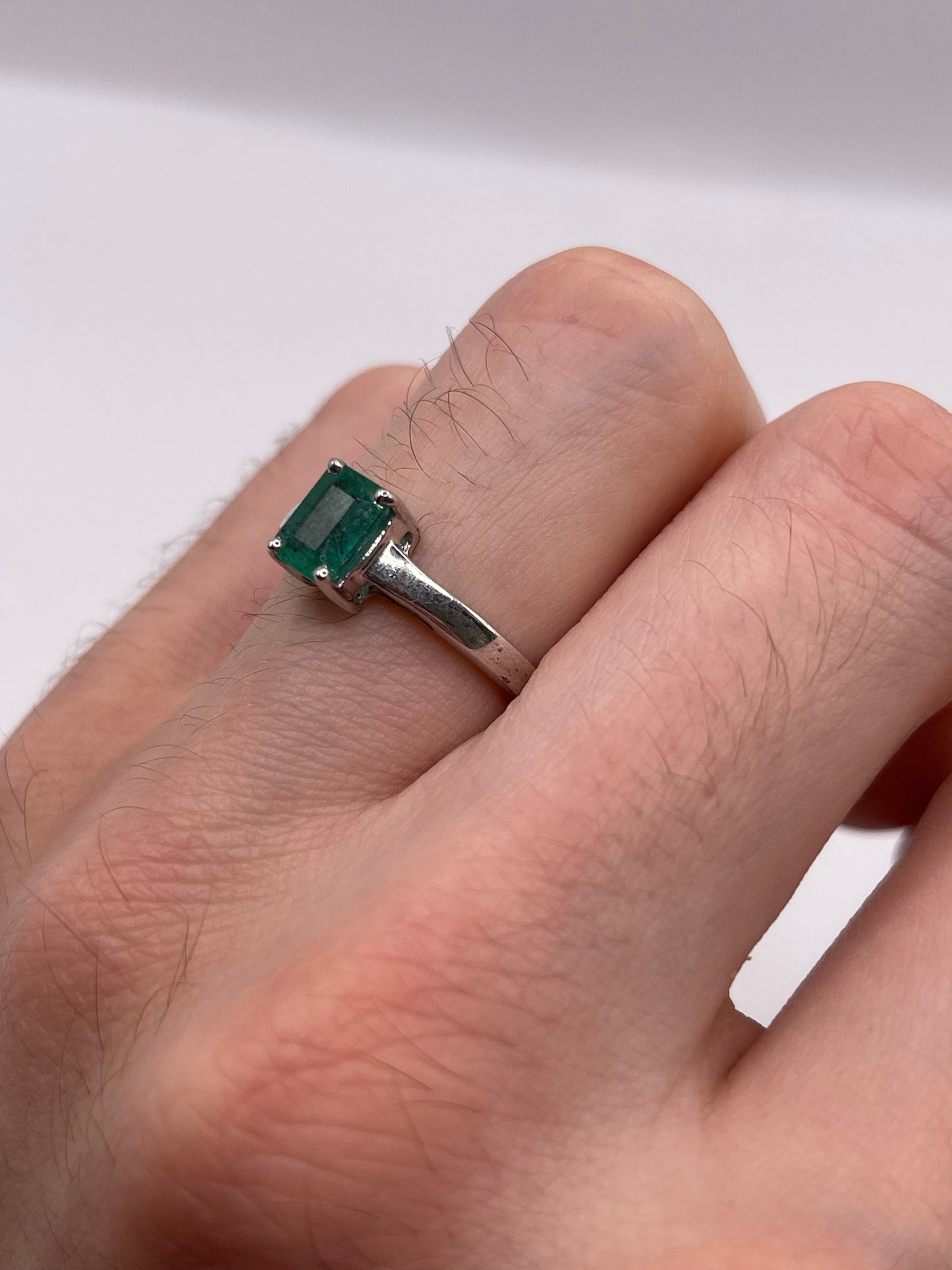 Silver emerald ring