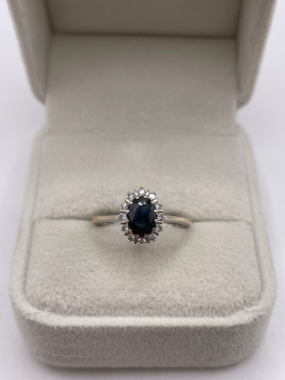 18ct white gold sapphire and diamond ring