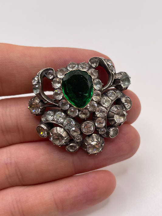 Antique silver paste brooch
