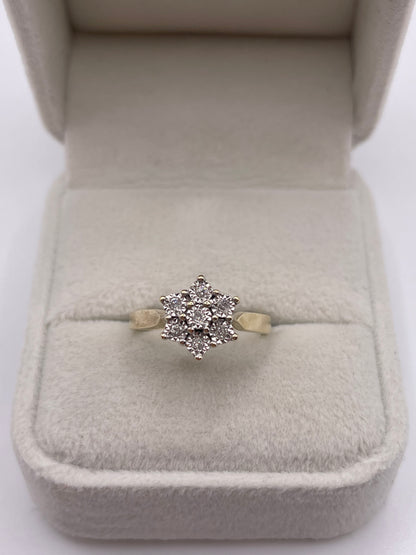 9ct gold diamond cluster ring