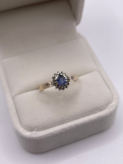 9ct gold sapphire and diamond ring